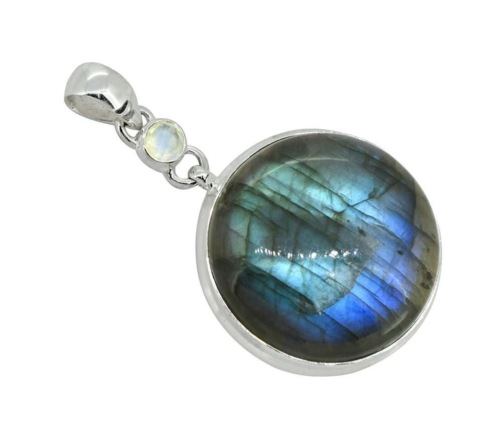 Labradorite Solid 925 Sterling Silver Pendant 2" - YoTreasure