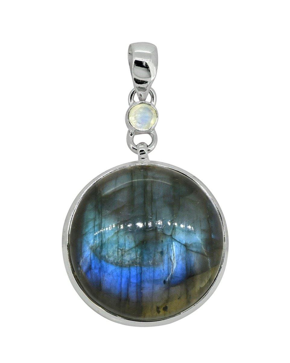 Labradorite Solid 925 Sterling Silver Pendant 2" - YoTreasure