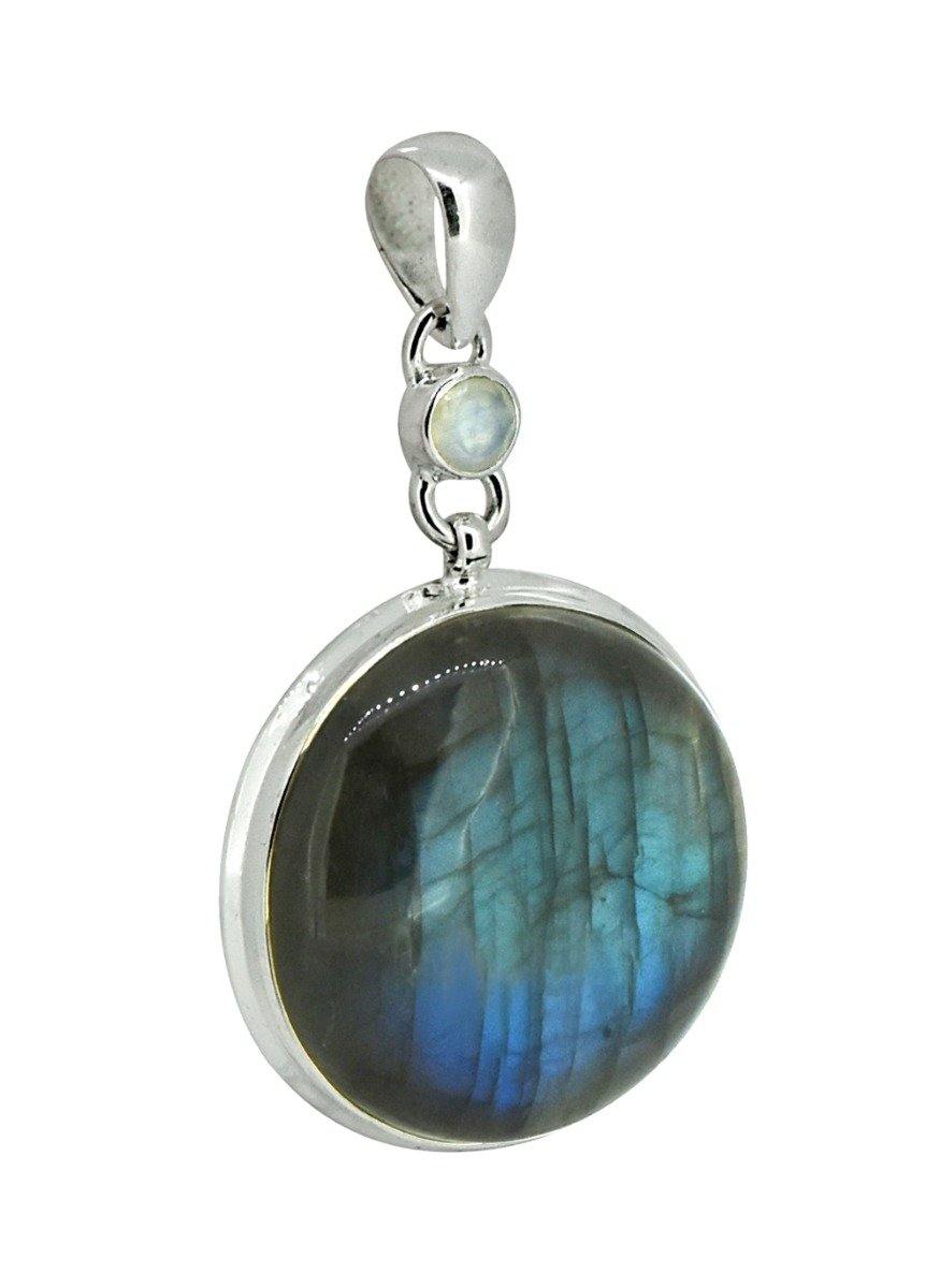 Labradorite Solid 925 Sterling Silver Pendant 2" - YoTreasure