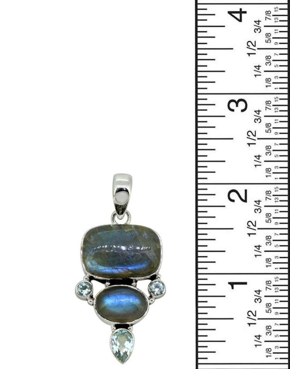 Labradorite Solid 925 Sterling Silver Pendant 2" - YoTreasure