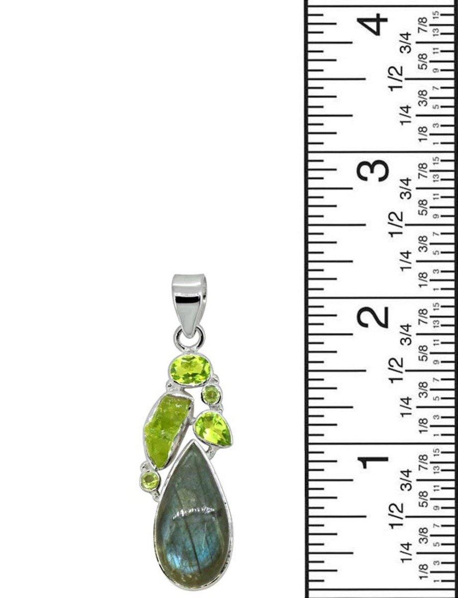 Labradorite Solid 925 Sterling Silver Pendant 2 1/2" - YoTreasure