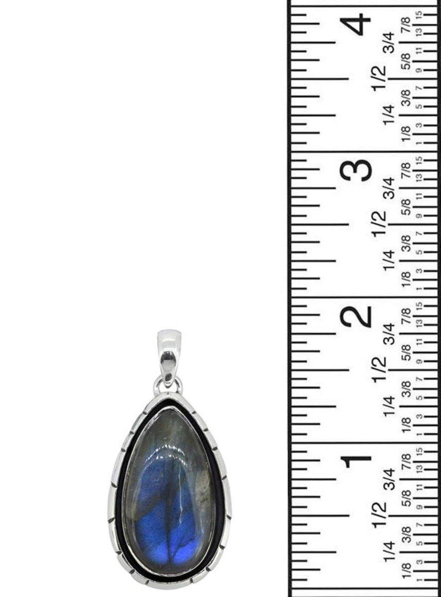 Labradorite Solid 925 Sterling Silver Pendant 2" - YoTreasure