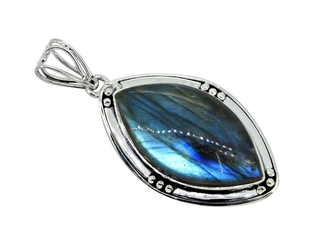 Labradorite Solid 925 Sterling Silver Pendant Silver Jewelry 2 1/2" - YoTreasure