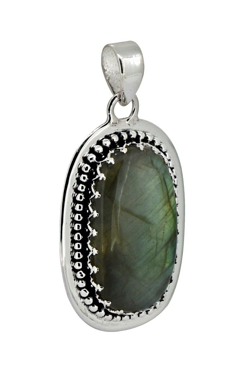 Labradorite Solid 925 Sterling Silver Pendant Silver Jewelry 1 3/4" - YoTreasure