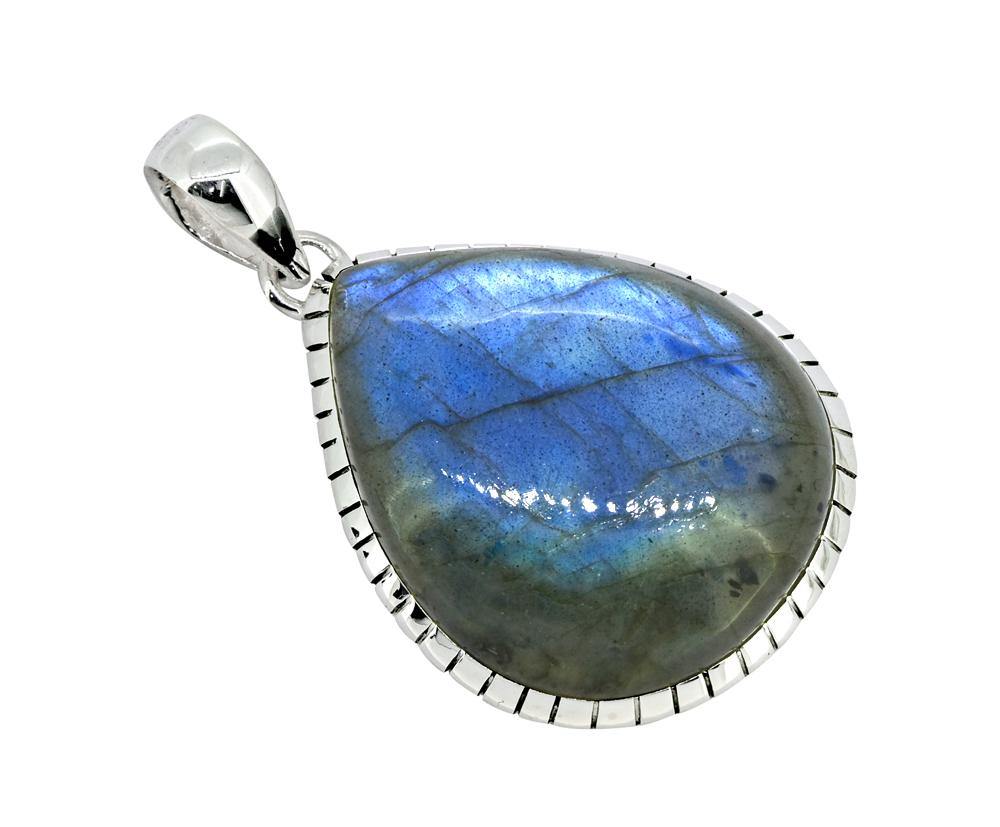 Labradorite Solid 925 Sterling Silver Pendant 2" - YoTreasure