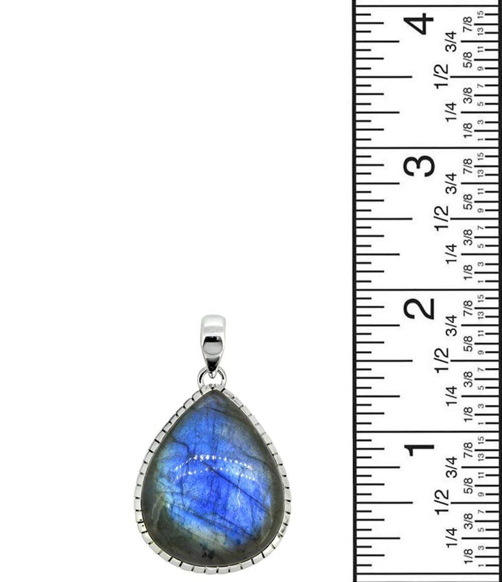Labradorite Solid 925 Sterling Silver Pendant 2" - YoTreasure