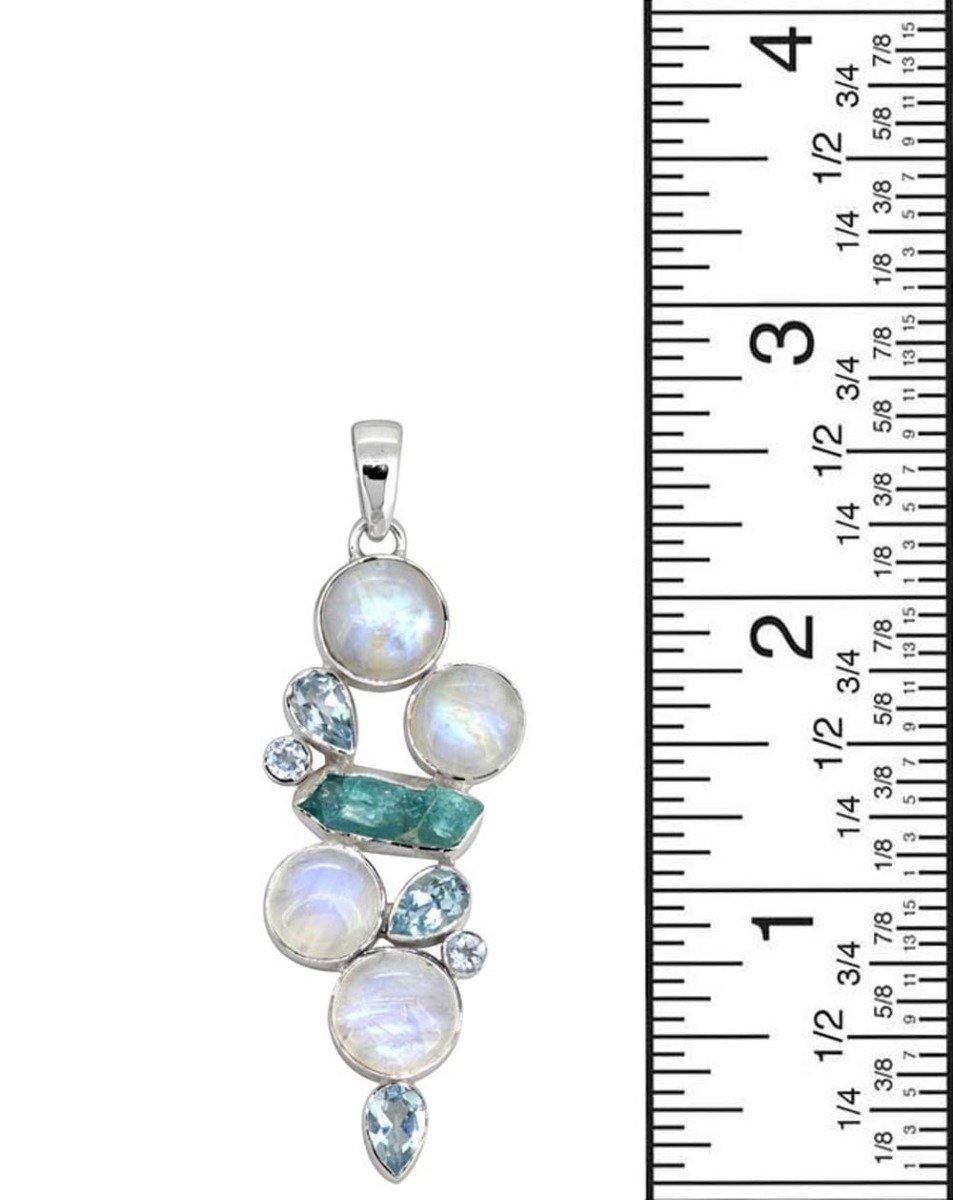 Moonstone Blue Topaz Solid 925 Sterling Silver Pendant Necklace - YoTreasure