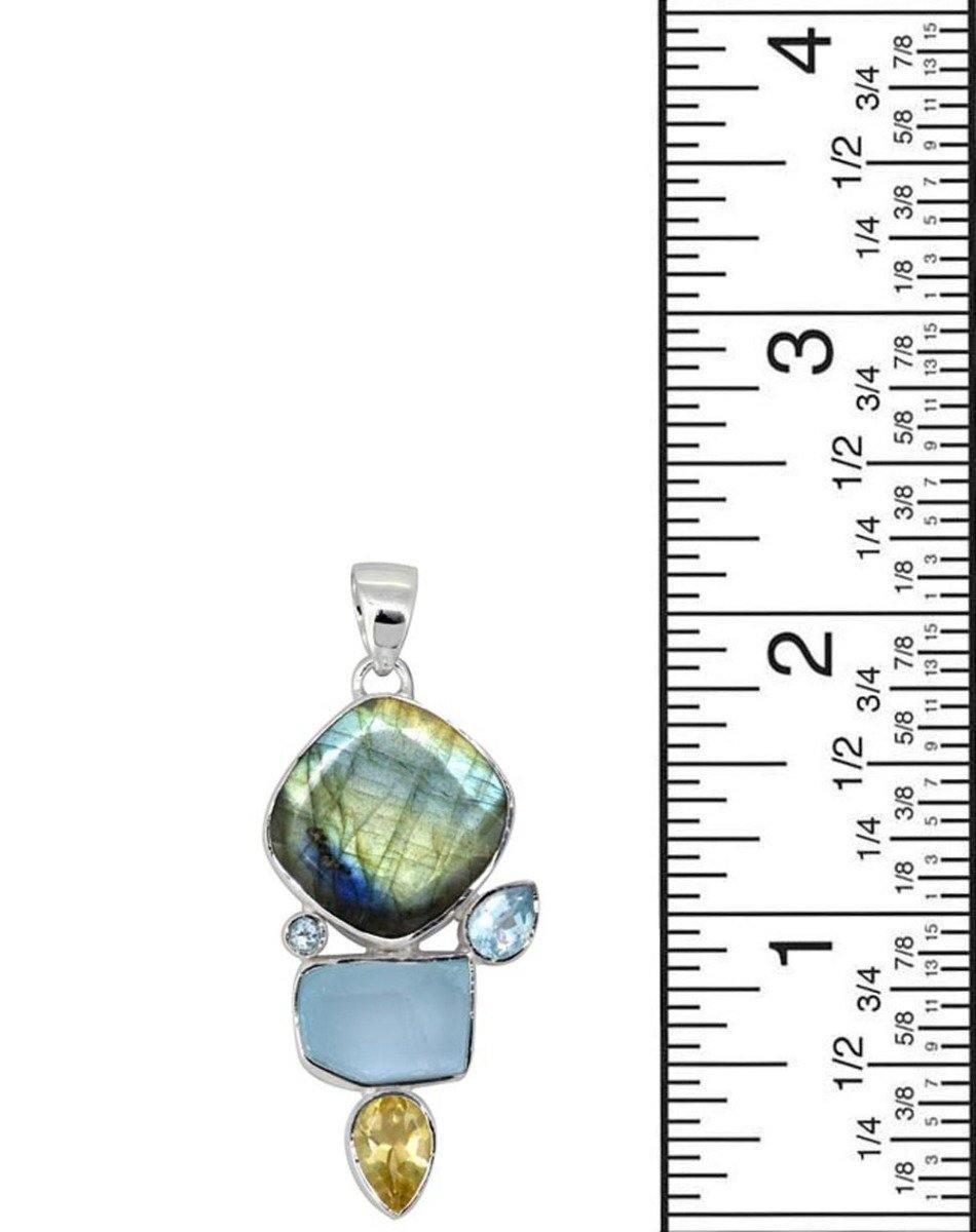 Labradorite Blue Topaz Solid 925 Sterling Silver Pendant Necklace - YoTreasure