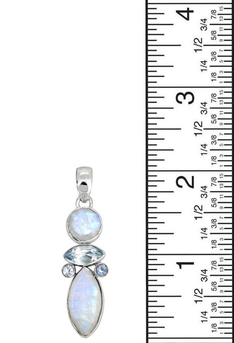 Moonstone Blue Topaz Solid 925 Sterling Silver Pendant Necklace - YoTreasure