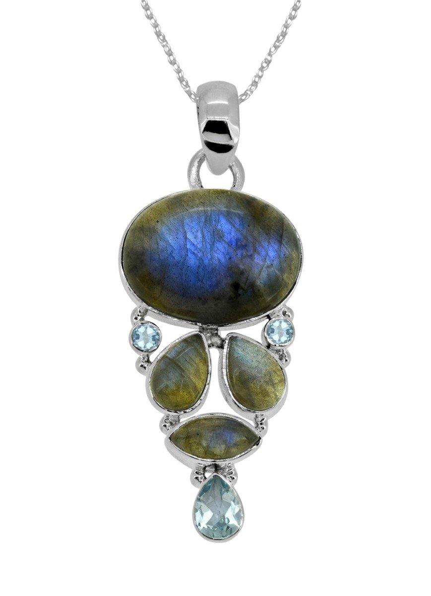 2.13" Labradorite Blue Topaz Gemstone Pendant - YoTreasure