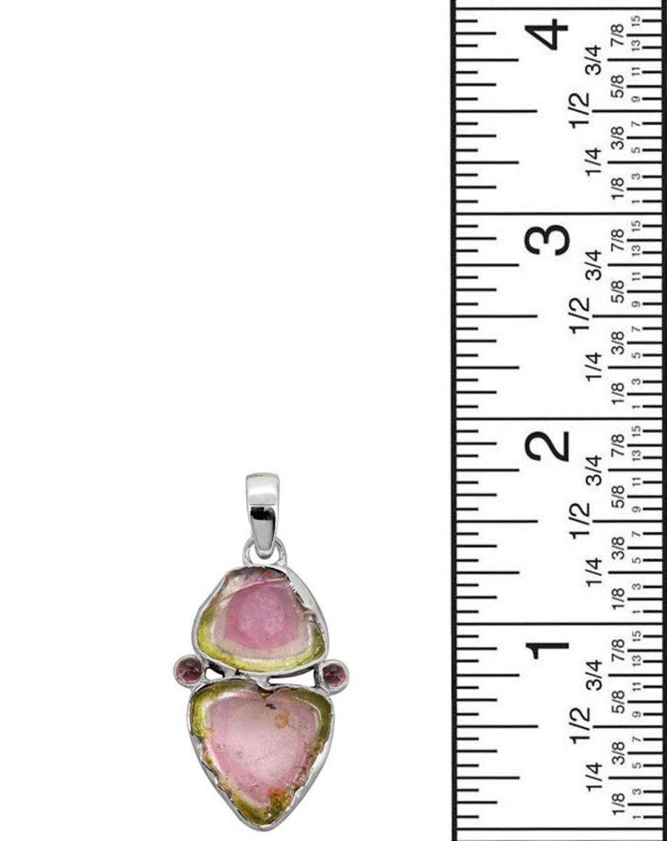 Watermelon Tourmaline Solid 925 Sterling Silver Long Chain Pendant - YoTreasure