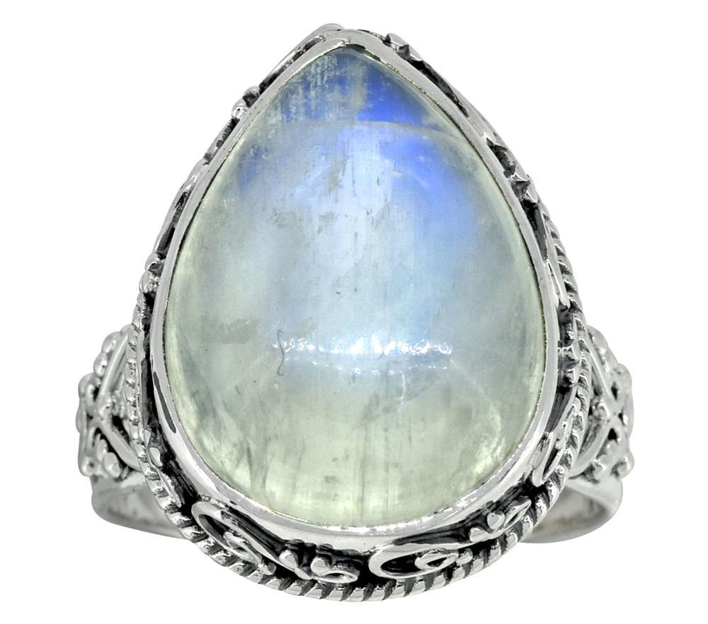 Rainbow Moonstone Ring Solid 925 Sterling Silver Jewelry - YoTreasure