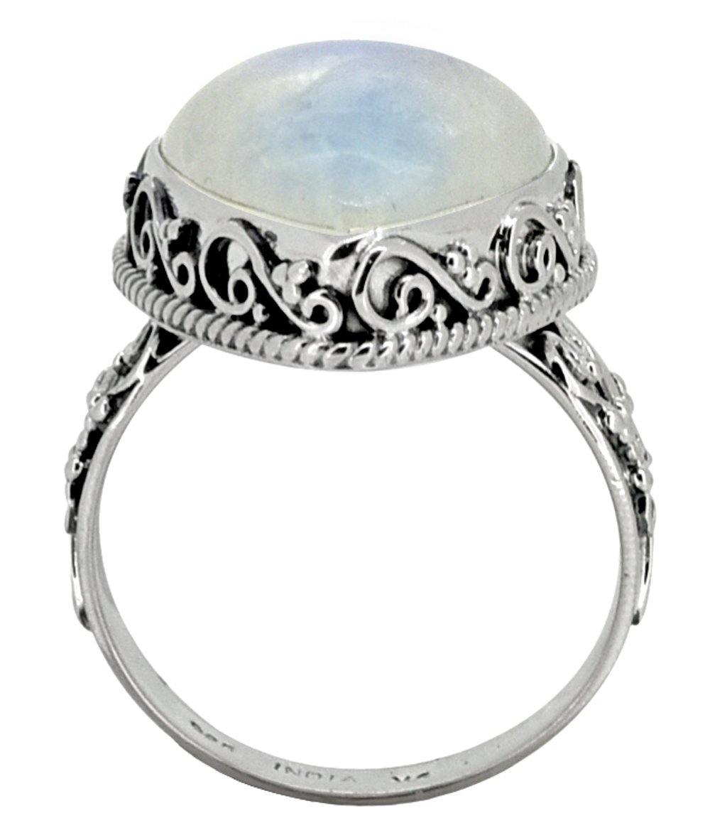 Rainbow Moonstone Ring Solid 925 Sterling Silver Jewelry - YoTreasure