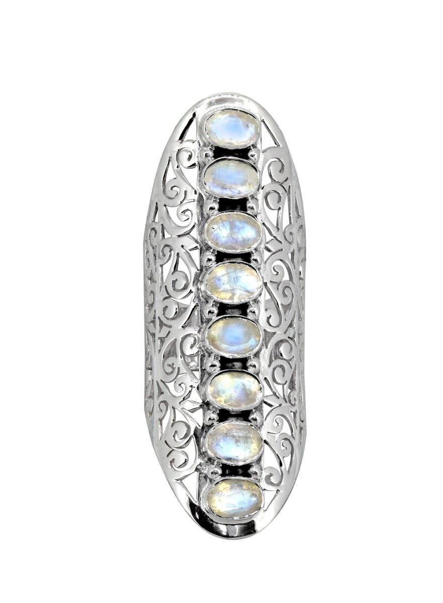 Moonstone Solid 925 Sterling Silver Filigree Ring Jewelry - YoTreasure