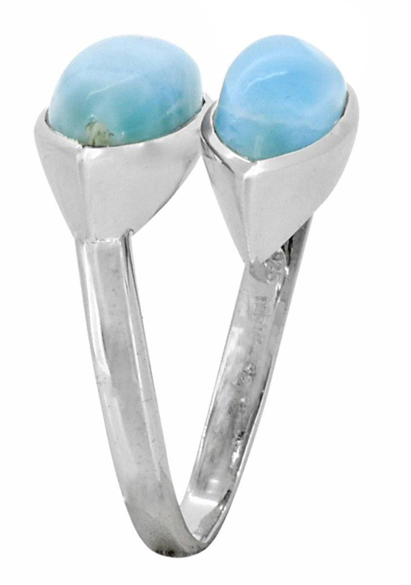 Natural Larimar Solid 925 Sterling Silver Designer Ring Jewelry - YoTreasure