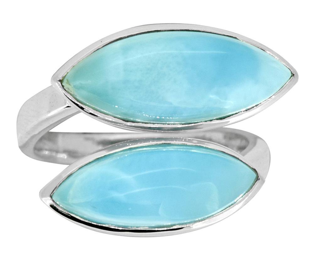 Natural Larimar Solid 925 Sterling Silver Designer Ring Jewelry - YoTreasure