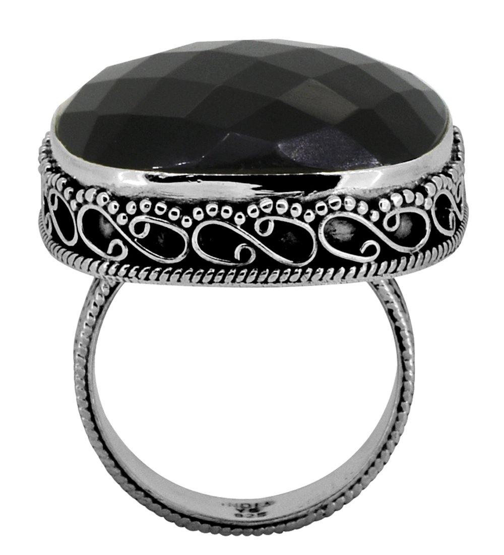 Black Onyx Solid 925 Sterling Silver Cocktail Ring Jewelry - YoTreasure