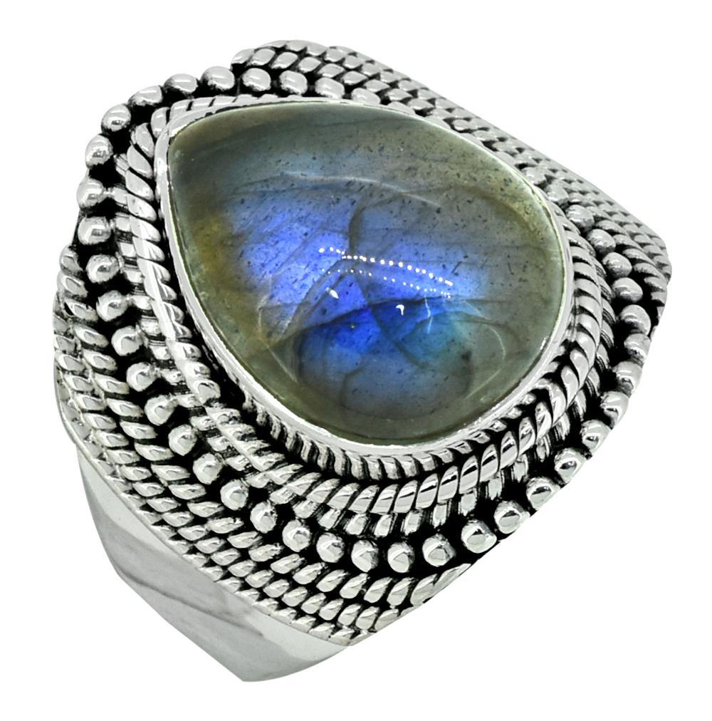 Labradorite Solid 925 Sterling Silver Designer Ring Jewelry - YoTreasure