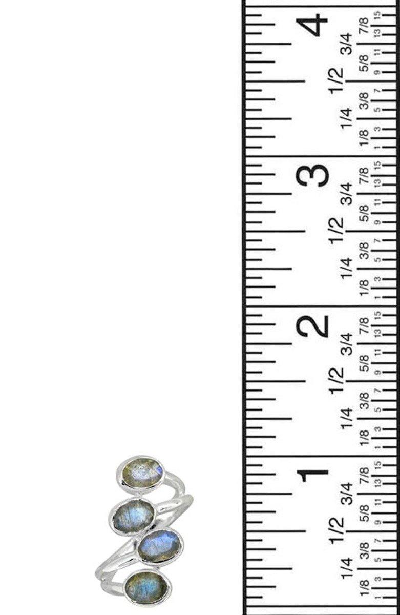 Labradorite Solid 925 Sterling Silver Bypass Ring Jewelry - YoTreasure