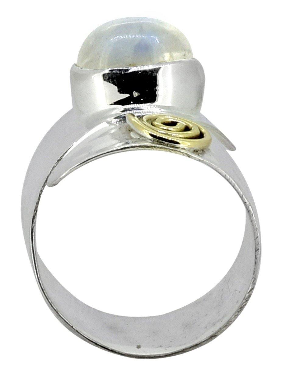 Moonstone Solid 925 Sterling Silver Brass Ring Jewelry - YoTreasure