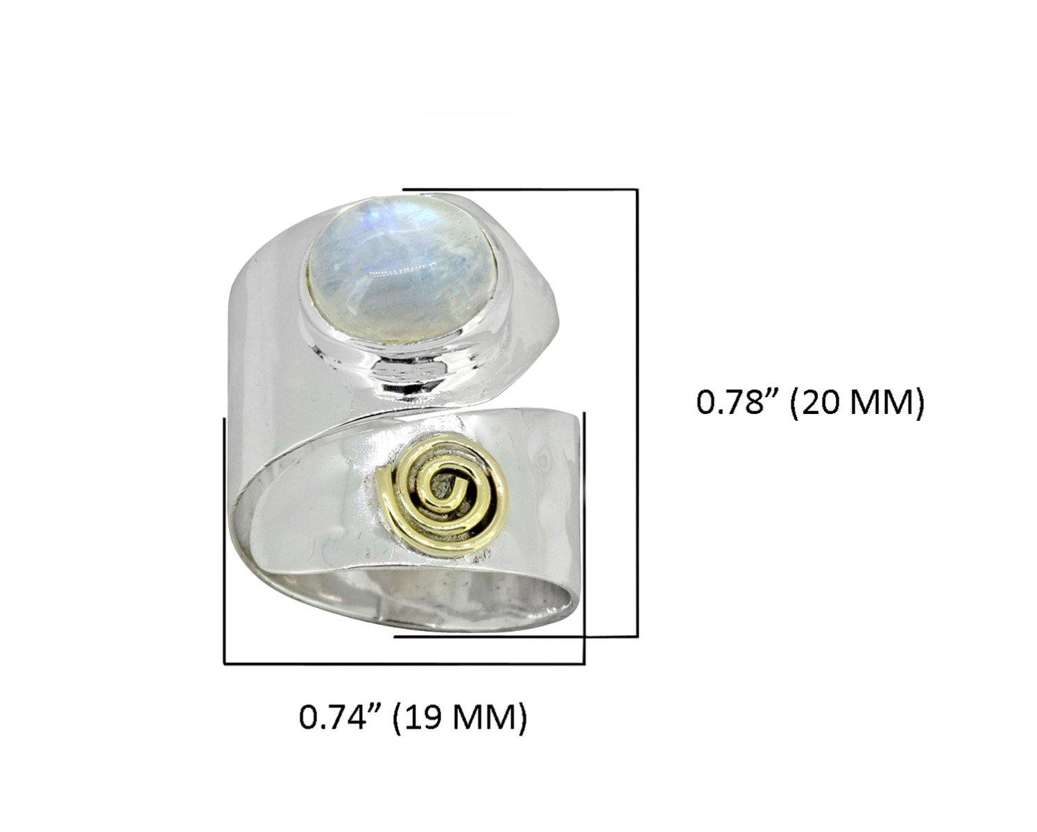 Moonstone Solid 925 Sterling Silver Brass Ring Jewelry - YoTreasure