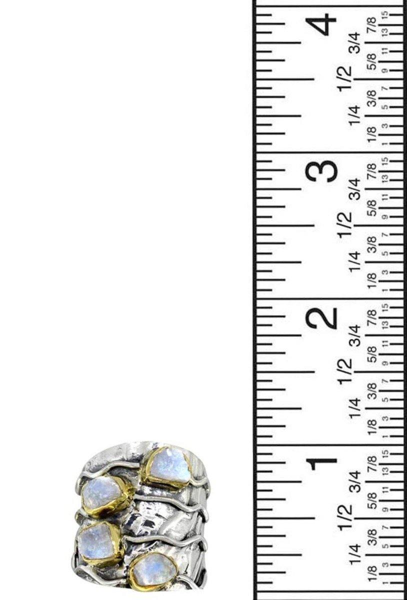 Rough Rainbow Moonstone Ring Solid 925 Sterling Silver Brass Gemstone Jewelry - YoTreasure