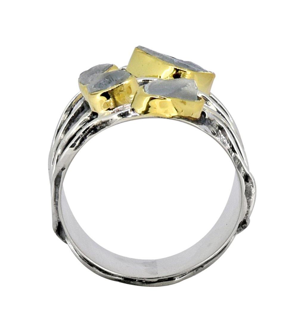Rough Blue Topaz Solid 925 Sterling Silver Brass Designer Ring Jewelry - YoTreasure