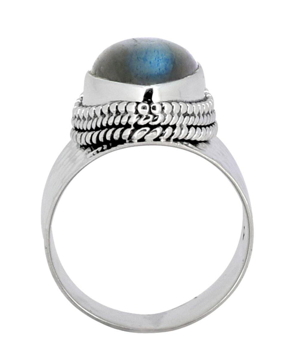 Labradorite Solid 925 Sterling Silver Hammered Ring Jewelry - YoTreasure