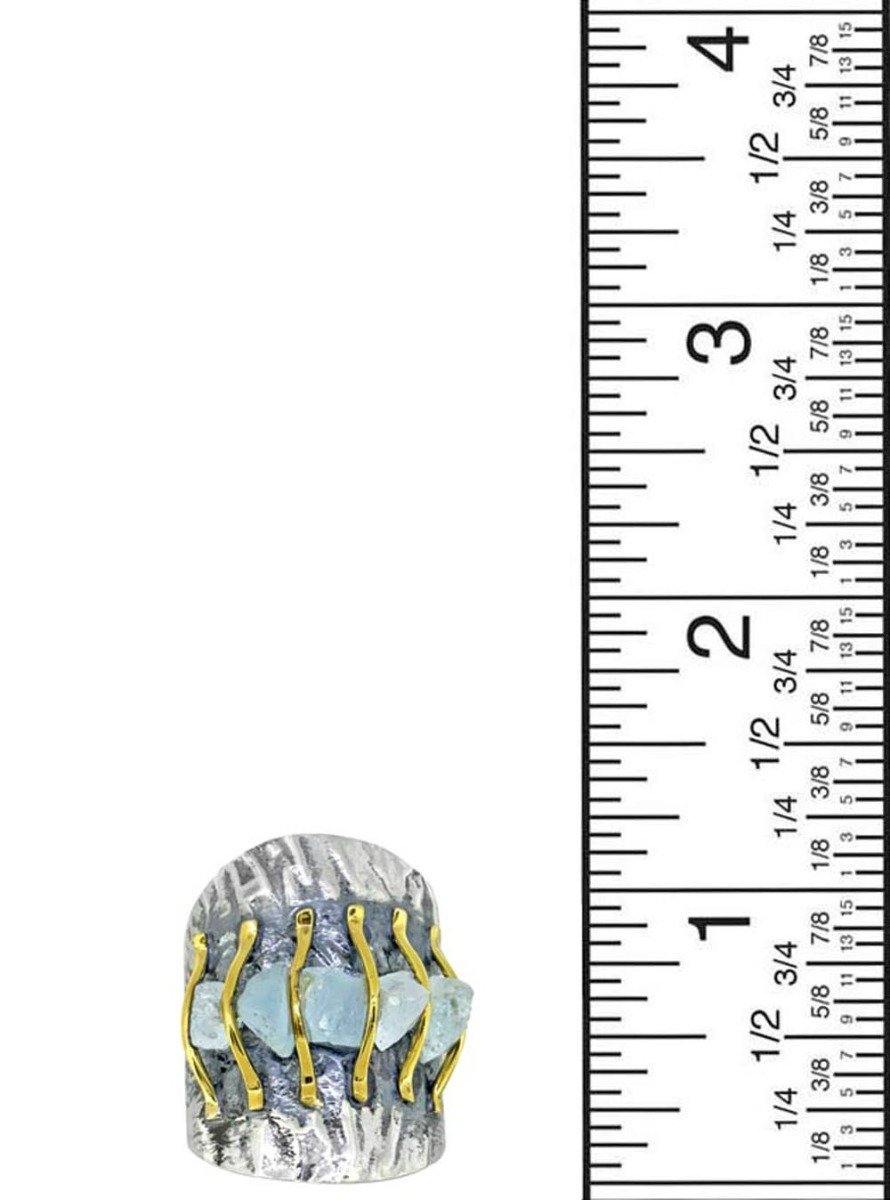 Rough Blue Topaz Solid 925 Sterling Silver Brass Hammered Ring Jewelry - YoTreasure