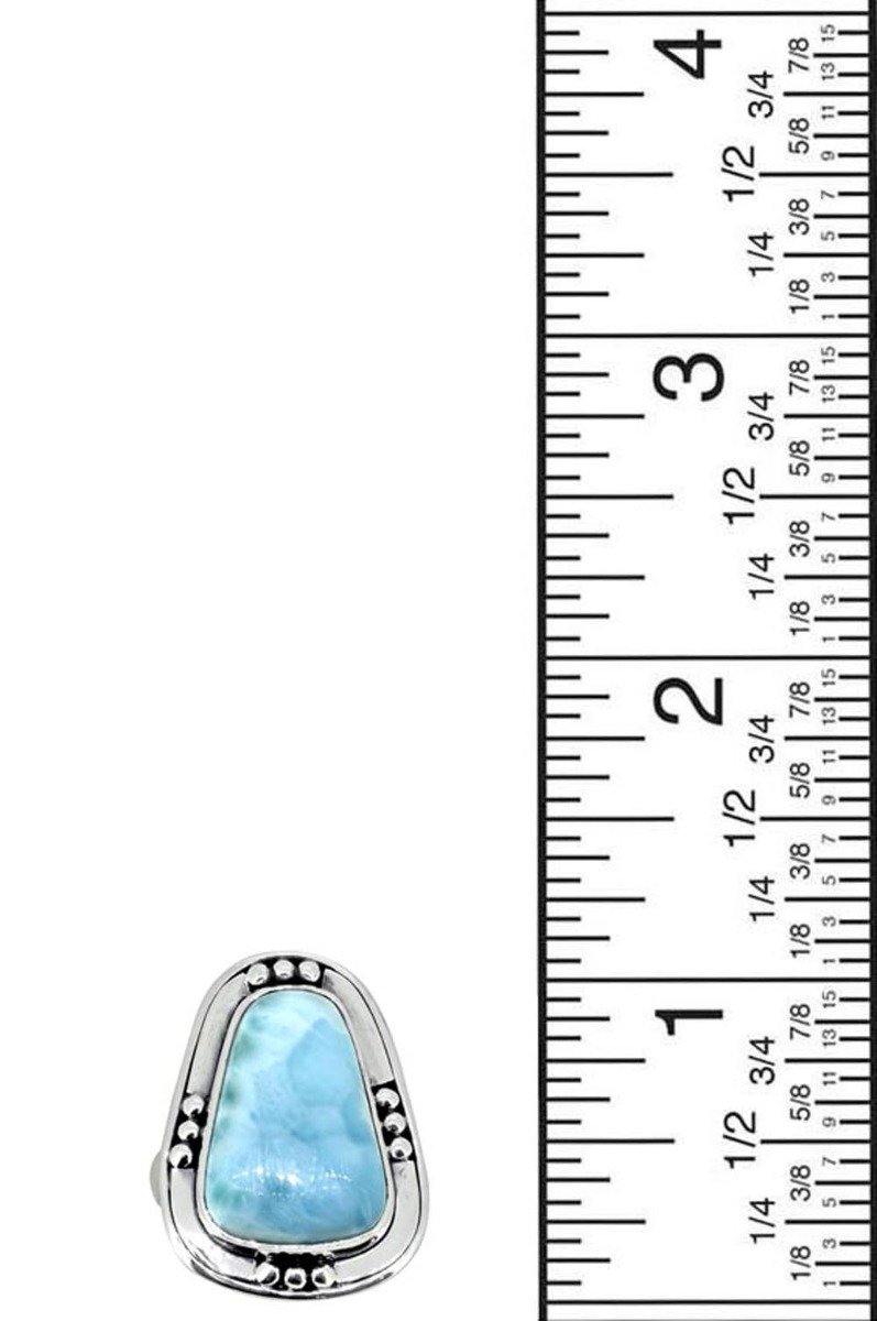 Natural Larimar Solid 925 Sterling Silver Ring Jewelry - YoTreasure