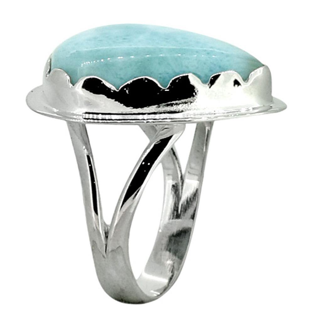 Natural Larimar Solid 925 Sterling Silver Ring Jewelry - YoTreasure