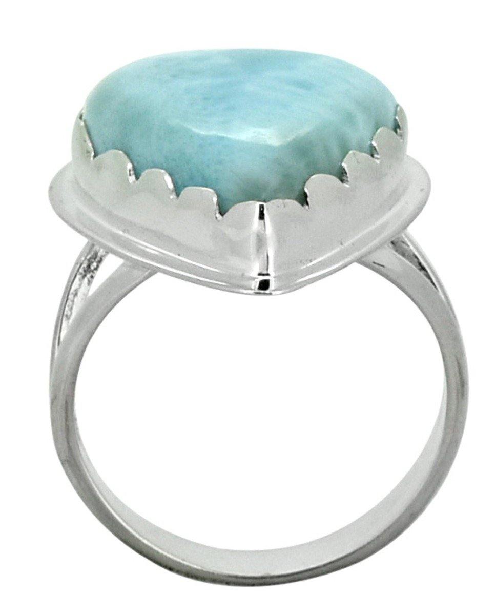 Natural Larimar Solid 925 Sterling Silver Ring Jewelry - YoTreasure