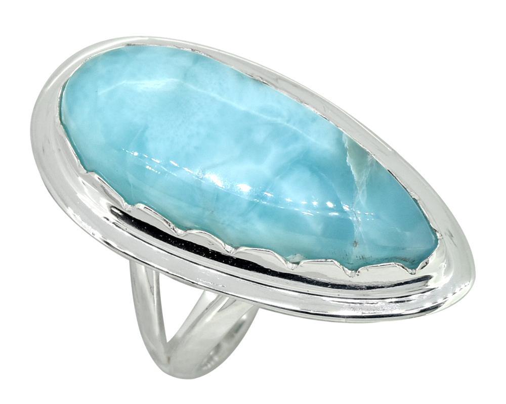 Natural Larimar Ring Solid 925 Sterling Silver Gemstone Jewelry - YoTreasure