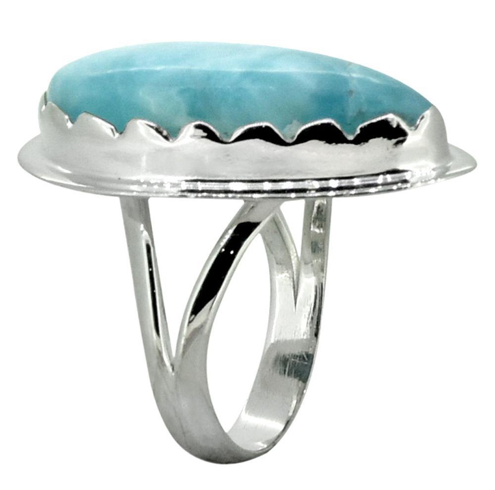 Natural Larimar Ring Solid 925 Sterling Silver Gemstone Jewelry - YoTreasure