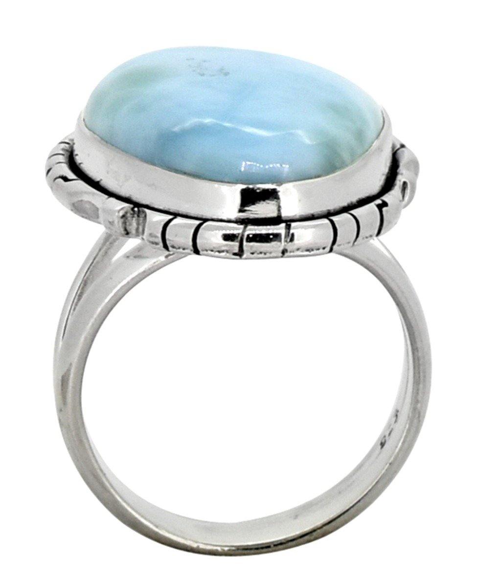 Natural Larimar Ring Solid 925 Sterling Silver Gemstone Jewelry - YoTreasure