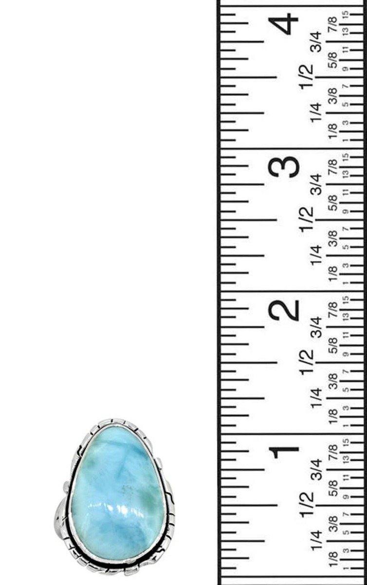 Natural Larimar Ring Solid 925 Sterling Silver Gemstone Jewelry - YoTreasure