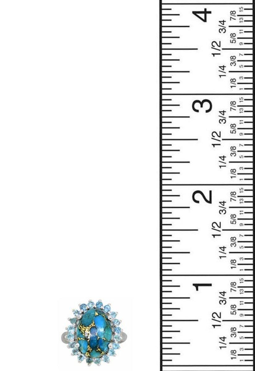 Turquoise Blue Topaz Solid 925 Sterling Silver Cluster Ring Jewelry - YoTreasure