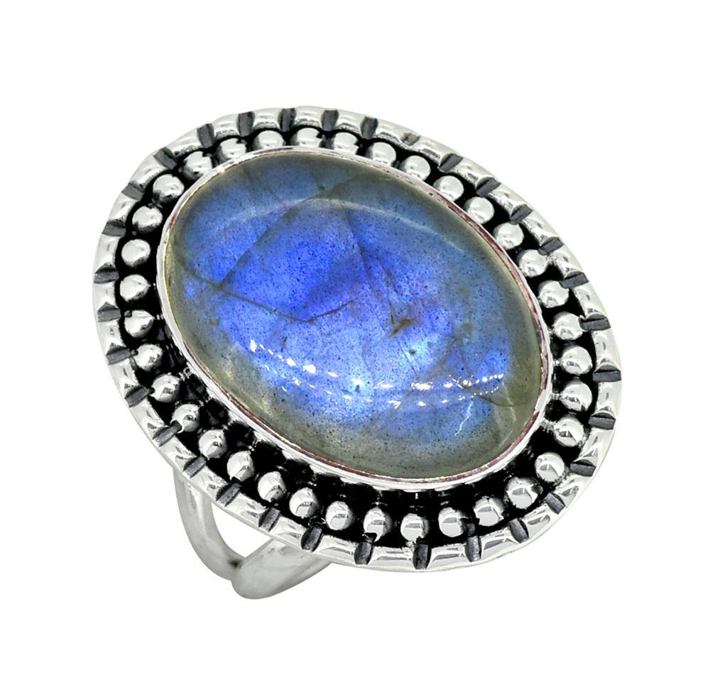 Labradorite Ring Solid 925 Sterling Silver Gemstone Jewelry - YoTreasure