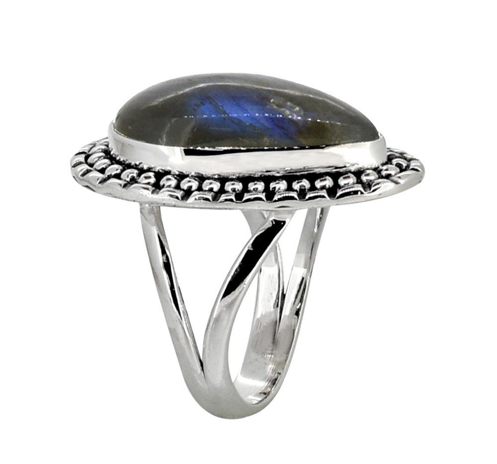 Labradorite Solid 925 Sterling Silver Split Shank Ring Jewelry - YoTreasure