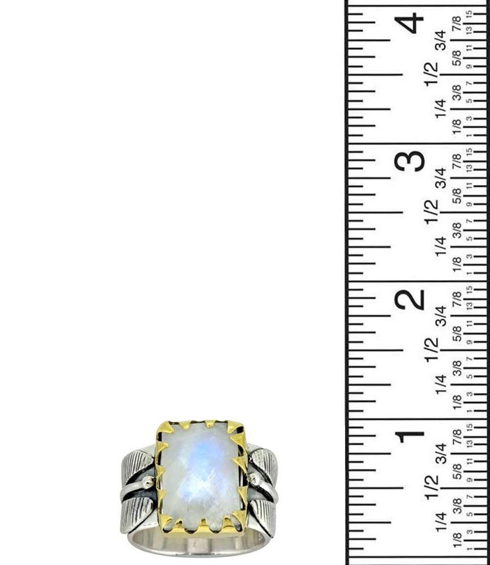 Rainbow Moonstone Solid 925 Sterling Silver Brass Designer Ring Jewelry - YoTreasure