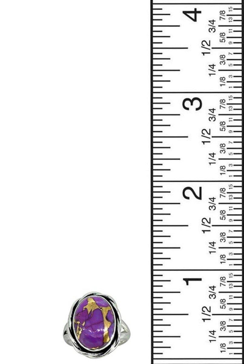 Purple Copper Turquoise Solid 925 Sterling Silver Split Shank Ring Jewelry - YoTreasure