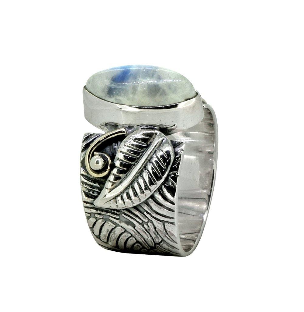 Rainbow Moonstone Solid 925 Sterling Silver Brass Designer Ring Jewelry - YoTreasure