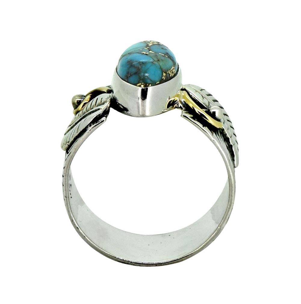 Blue Copper Turquoise Solid 925 Sterling Silver Brass Designer Ring Jewelry - YoTreasure