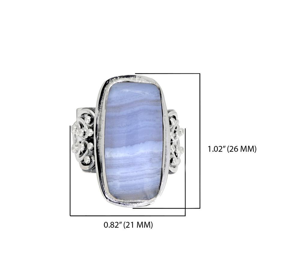 Blue Lace Agate Solid 925 Sterling Silver Gemstone Ring - YoTreasure