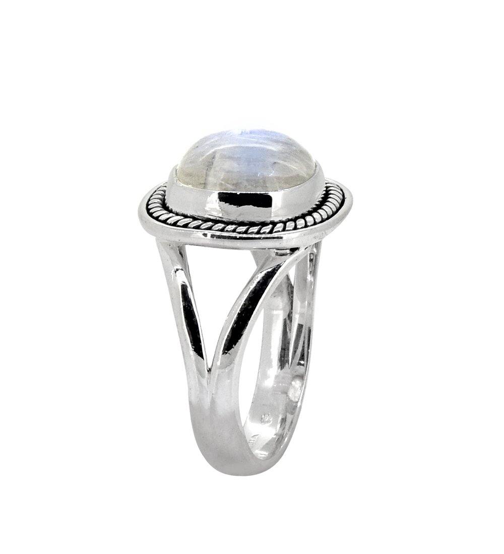 Rainbow Moonstone Solid 925 Sterling Silver Split Shank Ring Jewelry - YoTreasure