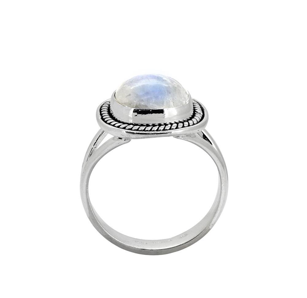 Rainbow Moonstone Solid 925 Sterling Silver Split Shank Ring Jewelry - YoTreasure