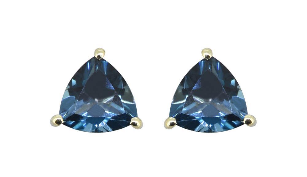 London Blue Topaz Solid 10K Yellow Gold Stud Earrings - YoTreasure