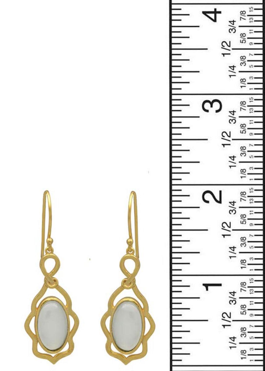 Aqua Chalcedony Gold Plated Over Brass Dangle Earrings Jewelry - YoTreasure
