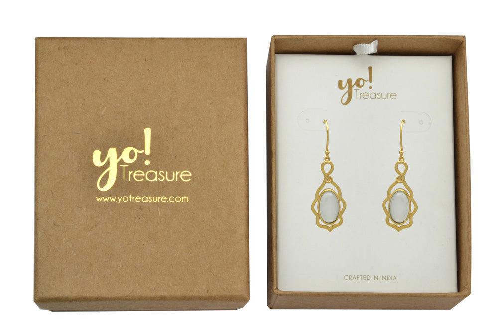 Aqua Chalcedony Gold Plated Over Brass Dangle Earrings Jewelry - YoTreasure