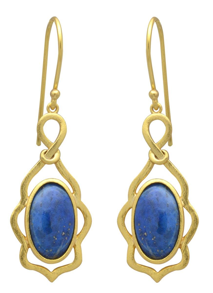 Lapis Gold Plated Over Brass Dangle Earrings Jewelry - YoTreasure